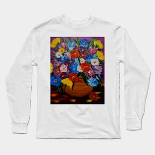 A lovely boutique of mixed flowers in a gold vintage vase Long Sleeve T-Shirt